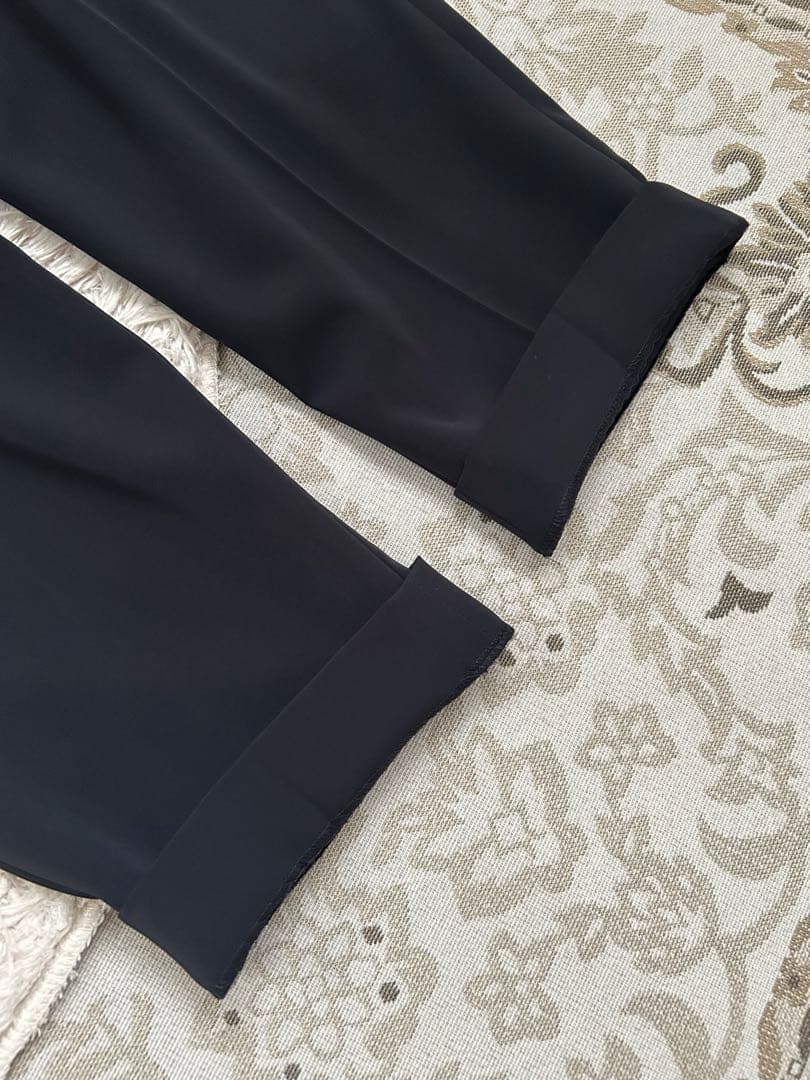 極美品 自由区 ジユウク 洗える セットアップ パンツ スーツ ノーカラー 黒