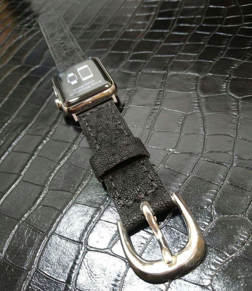 エレファントレザー 象革 Apple watch バンド 黒 美錠 SV925