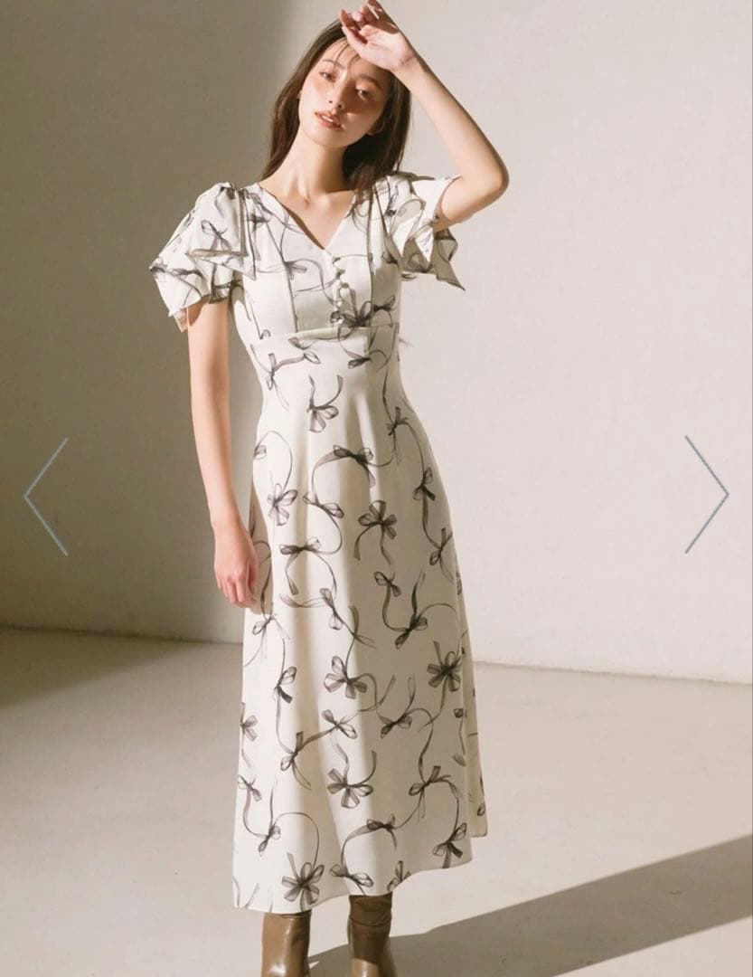 snidel Sustainableリボンプリントワンピース