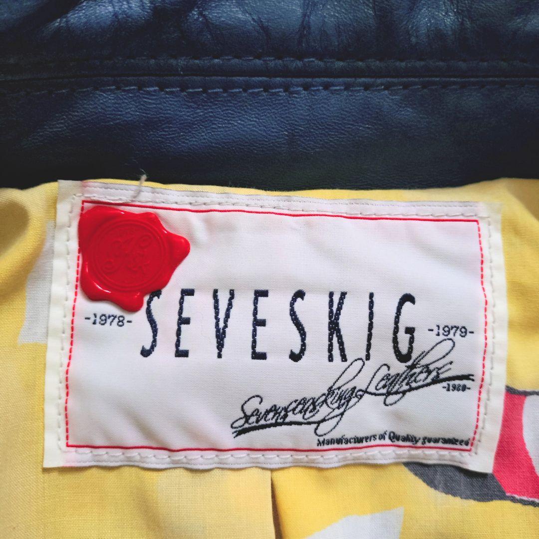 希少 SEVESKIG 一点物 ブルー ライダース ダブル 裏地総柄 L