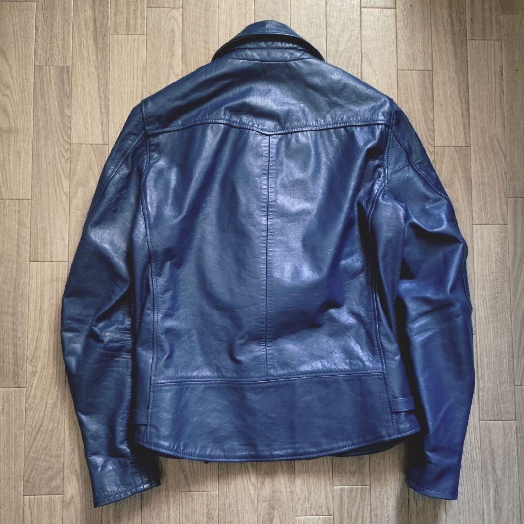 希少 SEVESKIG 一点物 ブルー ライダース ダブル 裏地総柄 L