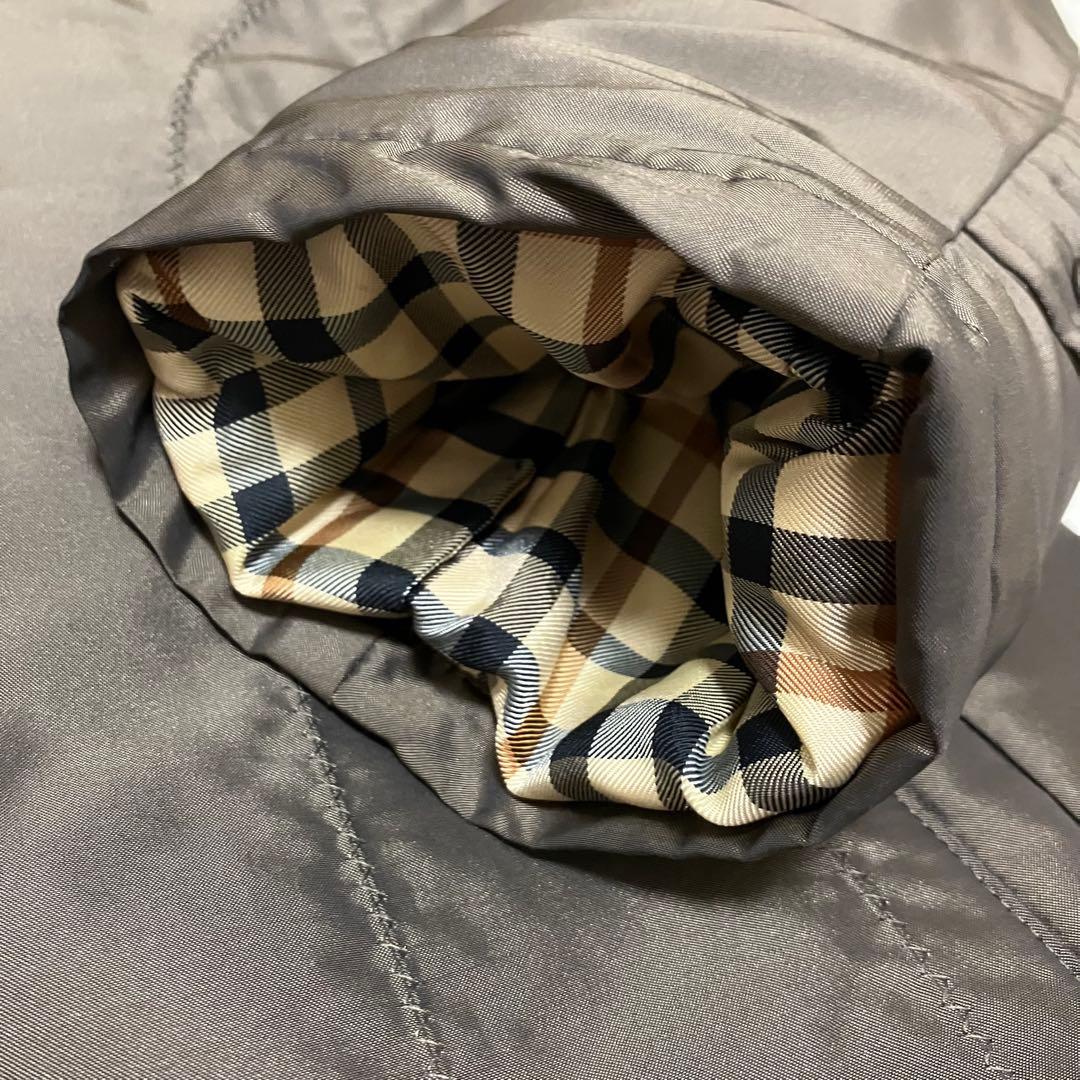 DAKS ダックス　ファーフード付きダウンコート　裏地チェック　ブラウン　40