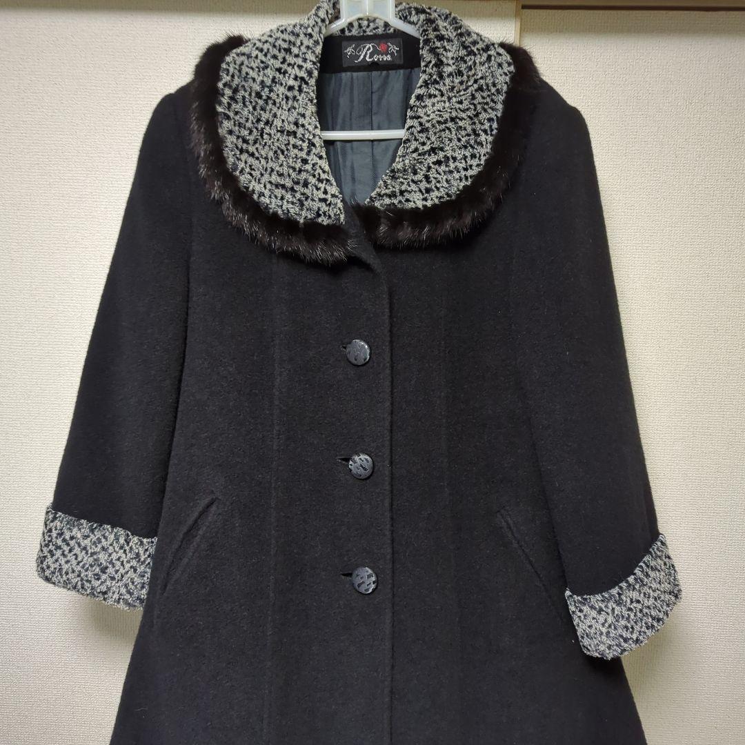 インポートロッサ　ウールロングコート　カシミア　黒　大きいサイズ