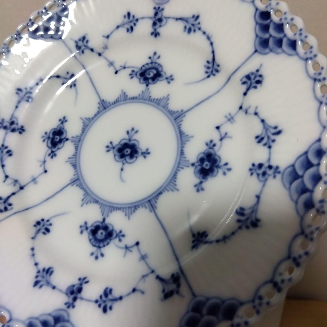 美品 ロイヤルコペンハーゲン ブルーフルーテッド フルレース プレート ペア2枚