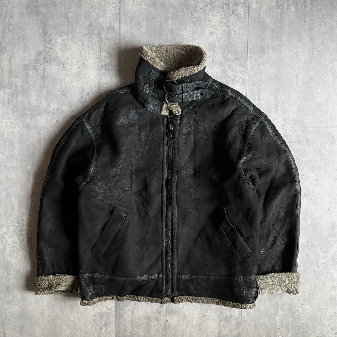 【90s vintage】B-3 フライトジャケット　ムートン　本革　短丈　古着