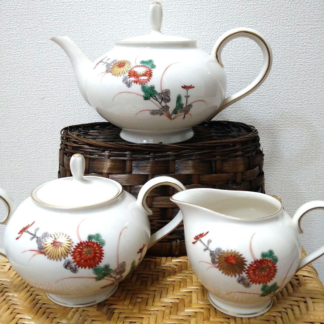 未使用　オールド香蘭社 シュガーポット クリーマー ティーポット 金彩