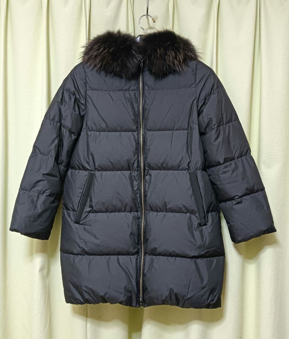 ナノユニバース L 　西川ダウン　ダウンジャケット　ラクーン　ダークブラウン