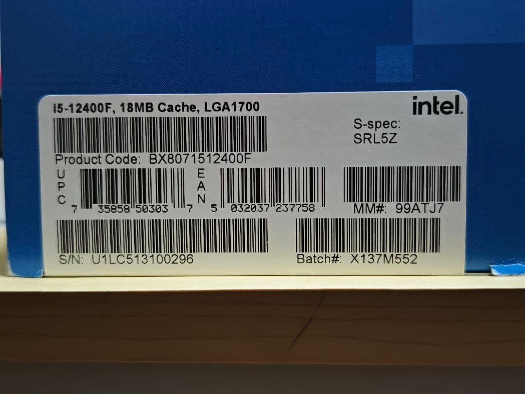 CPU Intel core i5-12400F