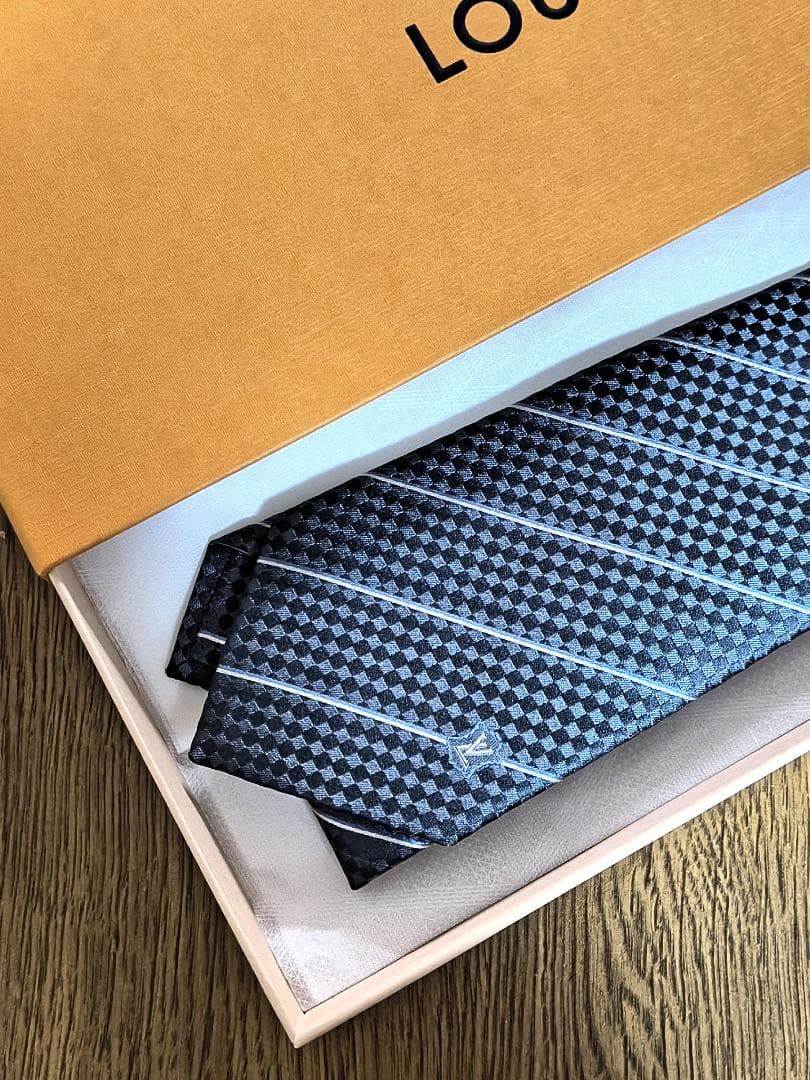 Louis Vuitton ダークグレー チェック柄 ネクタイ
