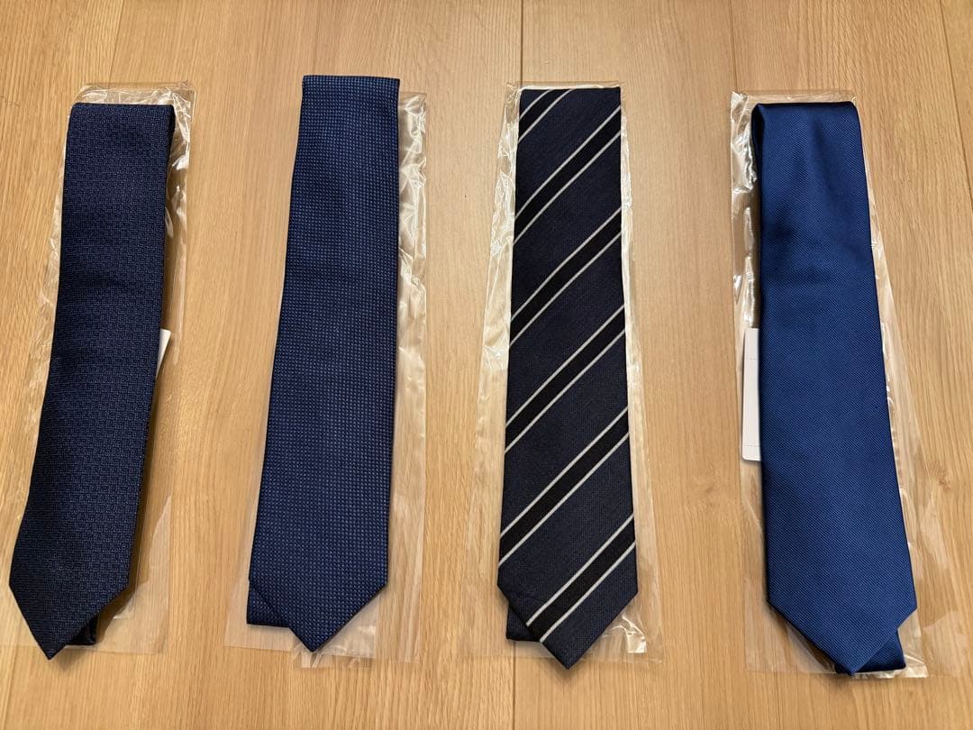 鎌倉シャツネクタイ 4本セット ネイビー、ブルー系