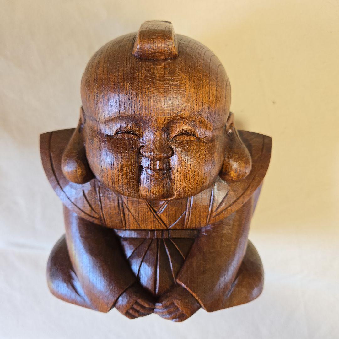 木彫 欅 福助像(大) 縁起物 招福