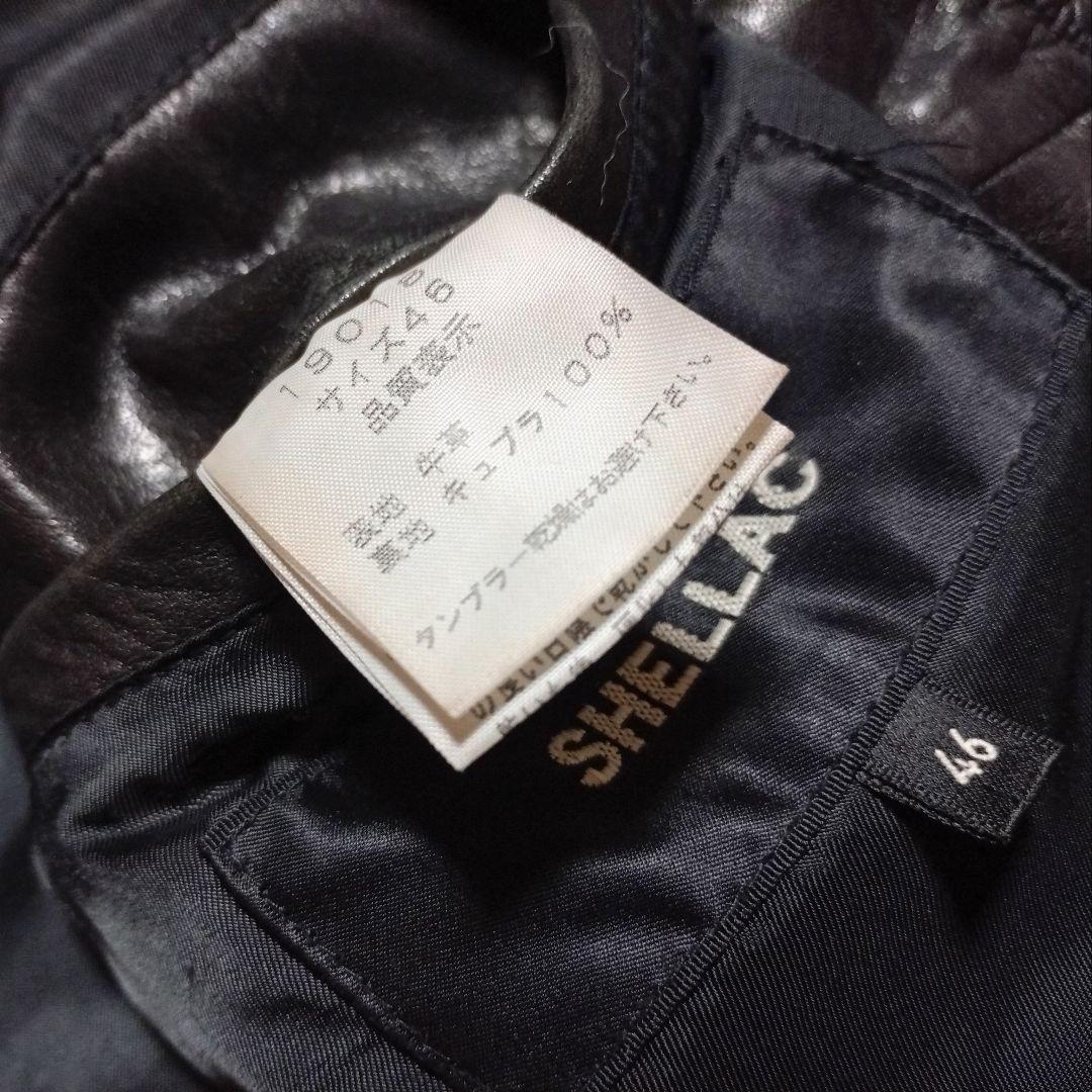 SHELLAC ファー取り外し可能 ライダースジャケット レザージャケット 黒色