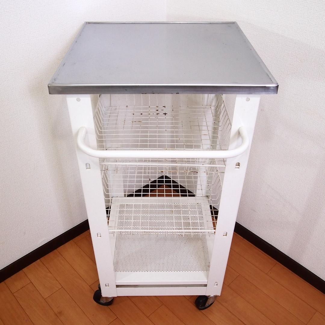 【良品】厨房器具 鉄製 キッチンワゴン キャスター付き 錆びあり 飲食店 家具