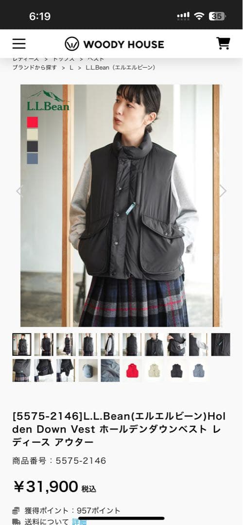 LLビーン　ポケッタブル　ダウンベスト　美品　M