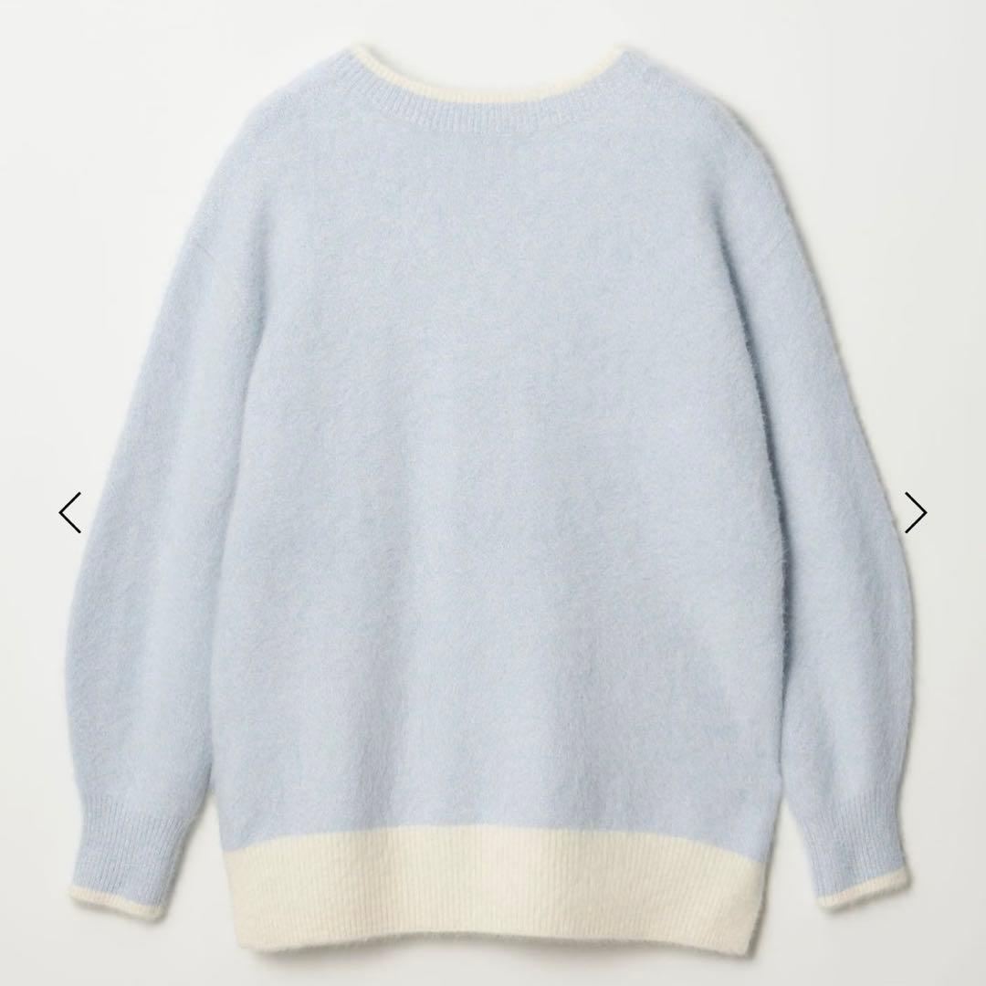 フォックスカシミヤ Vネック ニット ブルー
