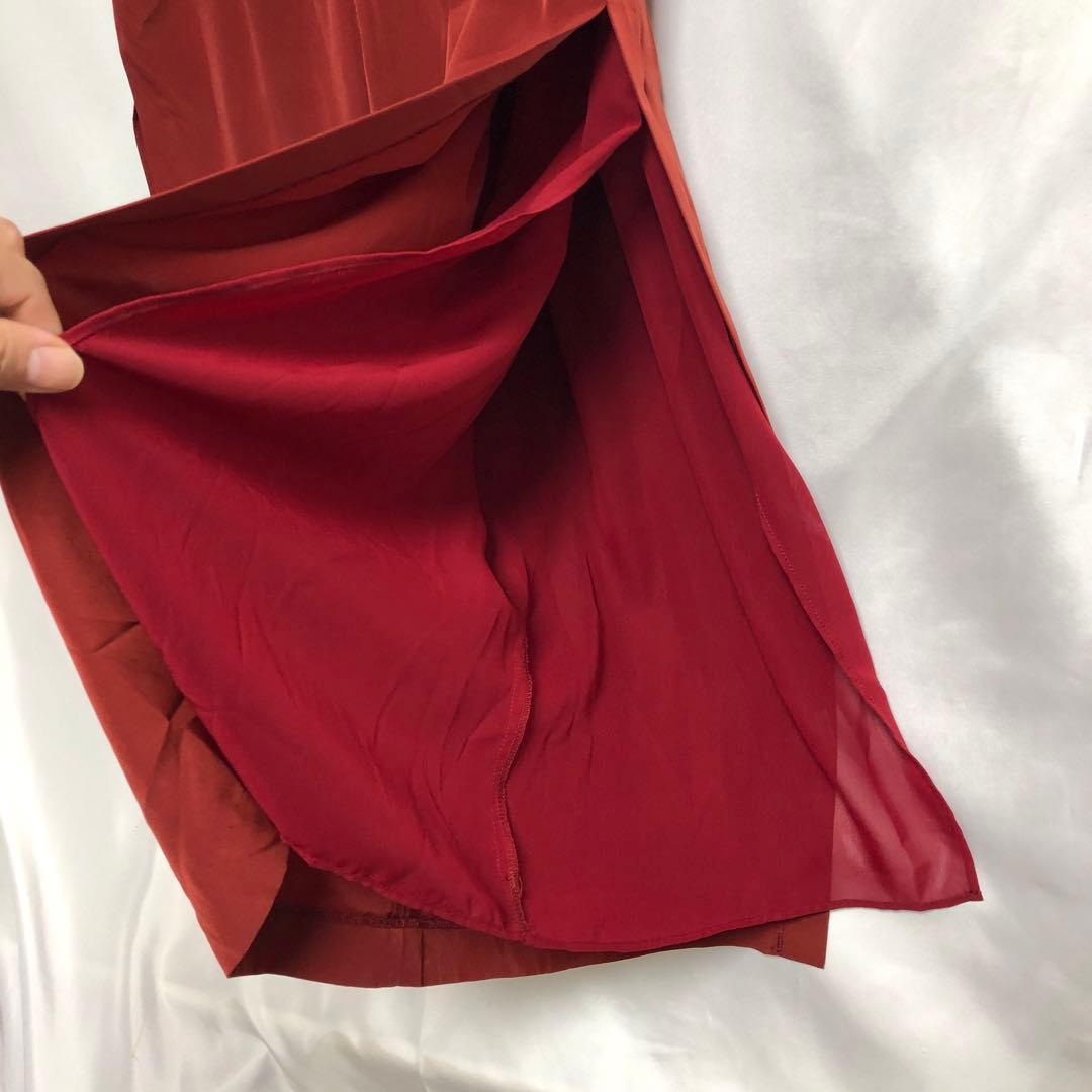 ⭐️美品アメリ シャイニーオールインワンつなぎwロングカーディガン上着　赤系