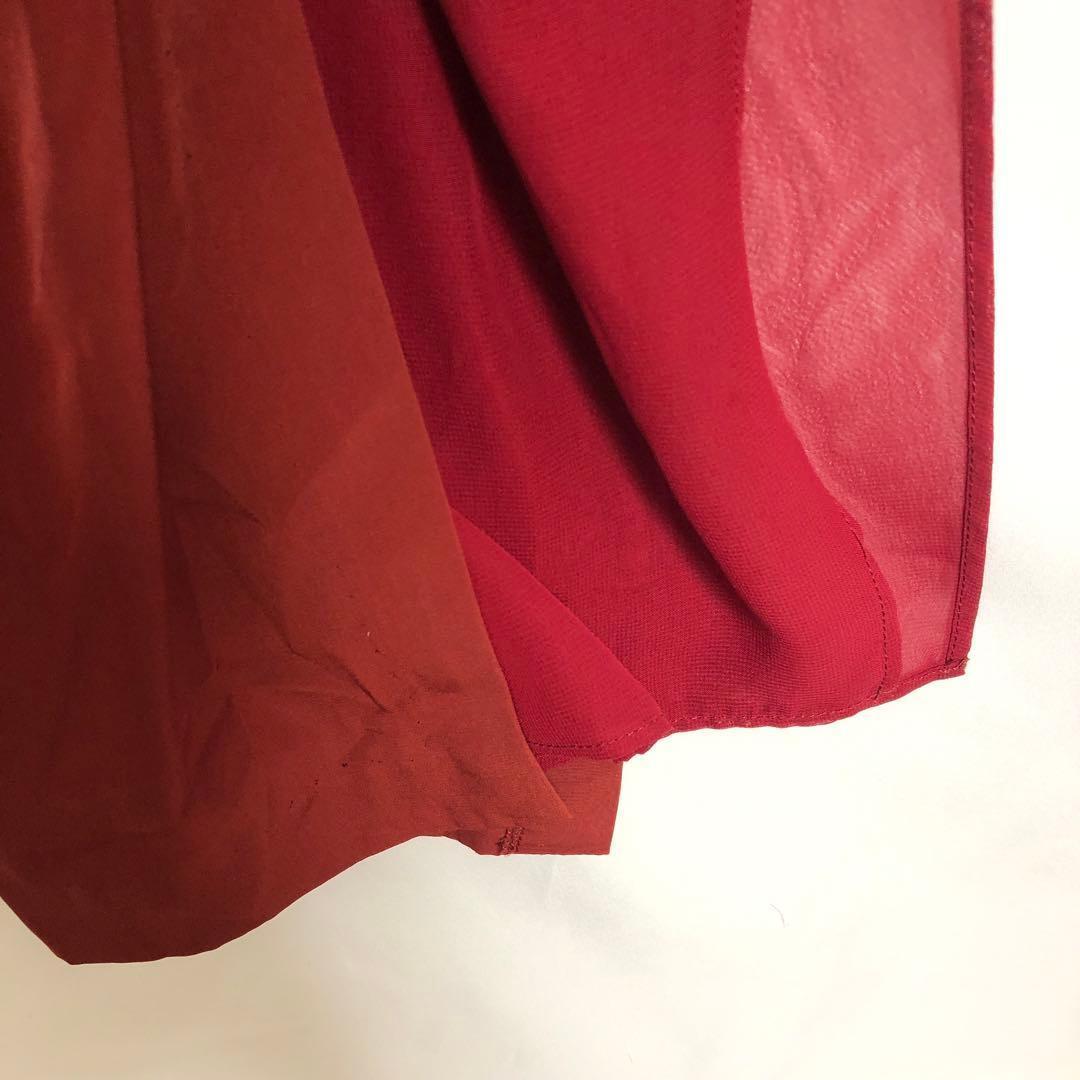 ⭐️美品アメリ シャイニーオールインワンつなぎwロングカーディガン上着　赤系