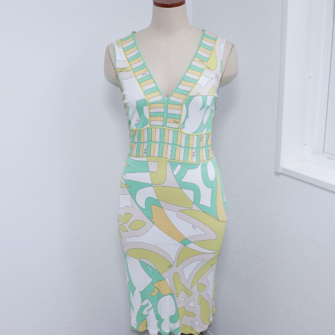EMILIO PUCCI　ノースリーブ　ストレッチ 　ロングワンピース　34