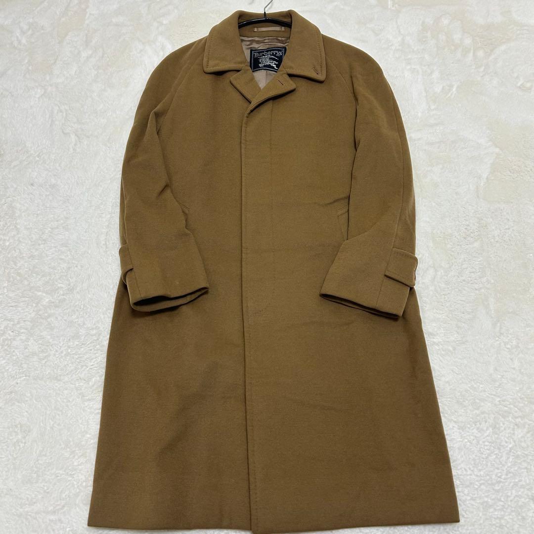 【美品】バーバリー カシミヤ ウール ステンカラーコート キャメル Mサイズ位