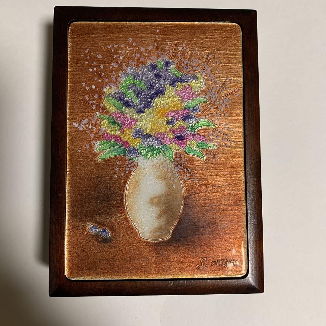 レア　北島三郎さん　油絵七宝焼き　印鑑箱