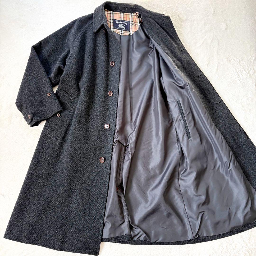 美品　バーバリー　ノバチェック　ロングコート　ウールコート　アンゴラ　着用感XL
