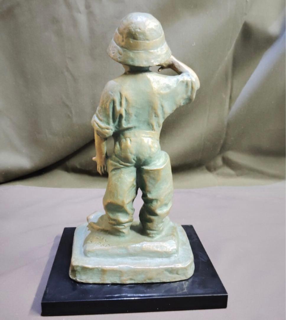 巨匠　北村西望　将軍の孫　ブロンズ像　1969年　飾り台付　銘 オブジェ 置物