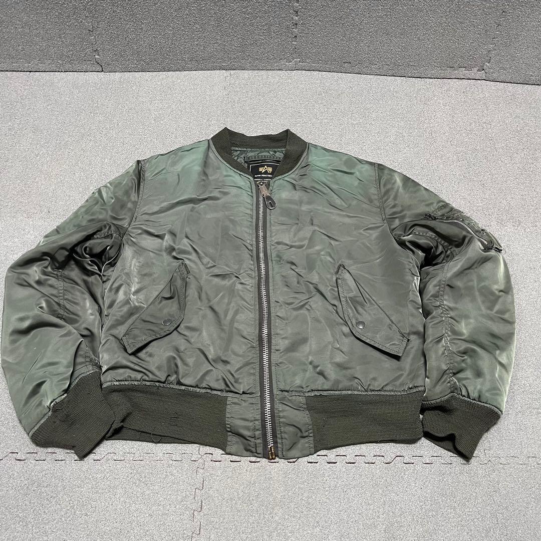 734 ALPHA MA-1 USA製 中綿厚手 XL相当 深セージグリーン