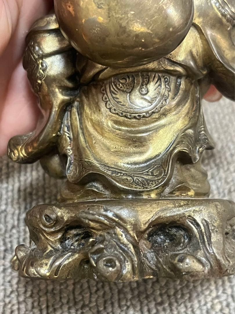 中国美術 布袋様　真鍮骨董　銅製唐物　七福神　大　縁起