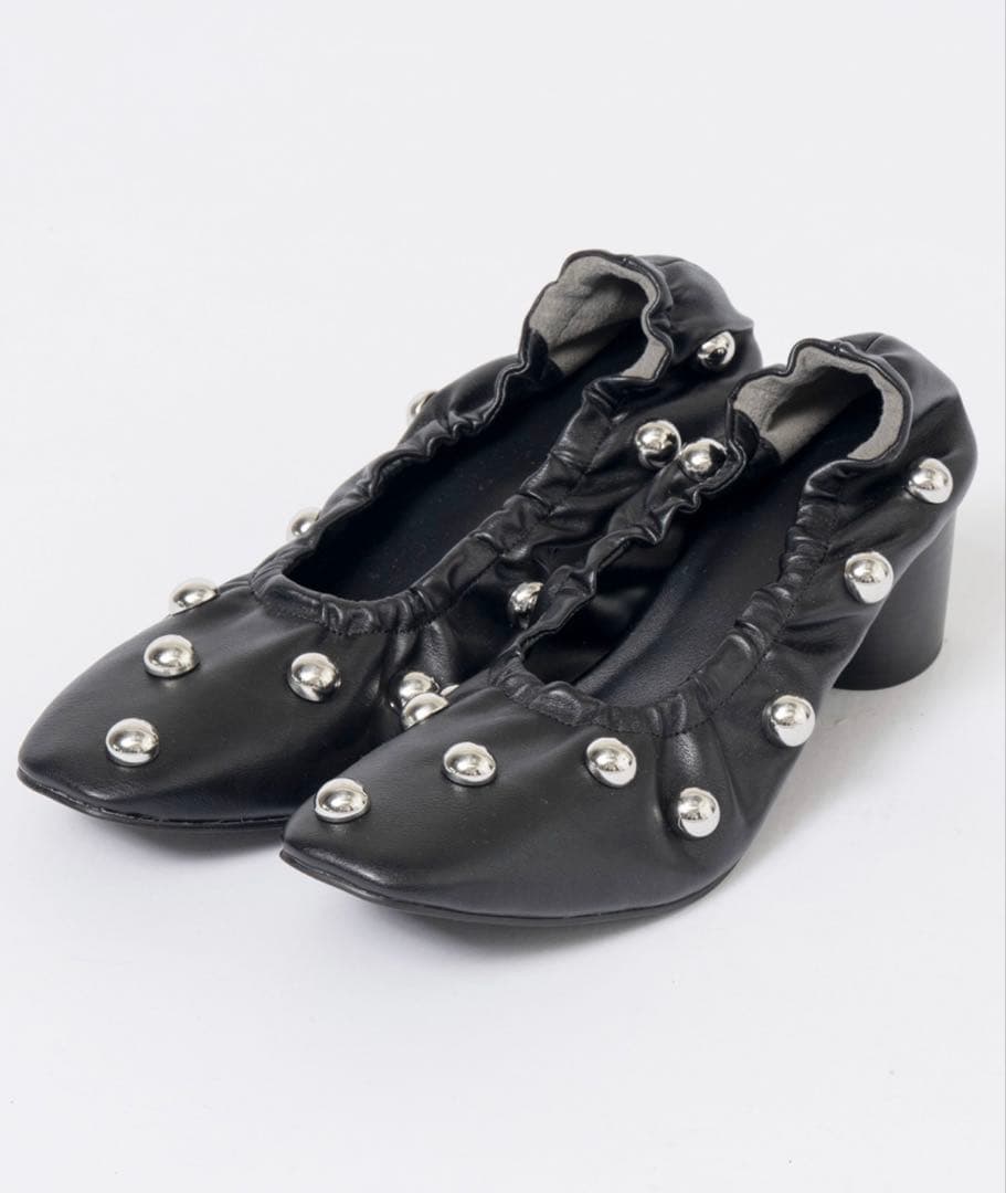 メゾンスペシャル スタッズ マルチファブリックパンプス 38