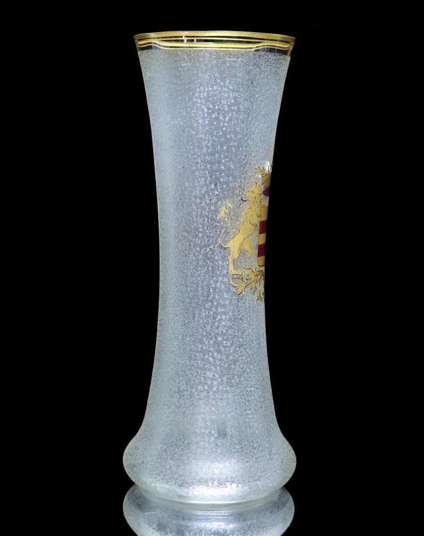 オールド・バカラ 最高級 1900年 獅子の紋章金彩エナメル 25cm 大型花瓶