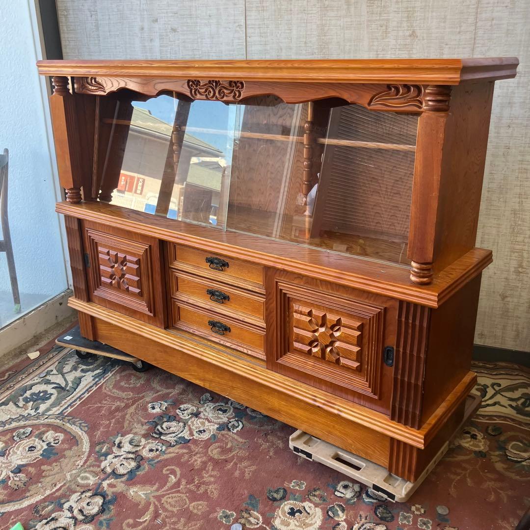 昭和レトロ 北城産業 大型 木製サイドボード 飾り棚 古家具 古道具 ビンテージ