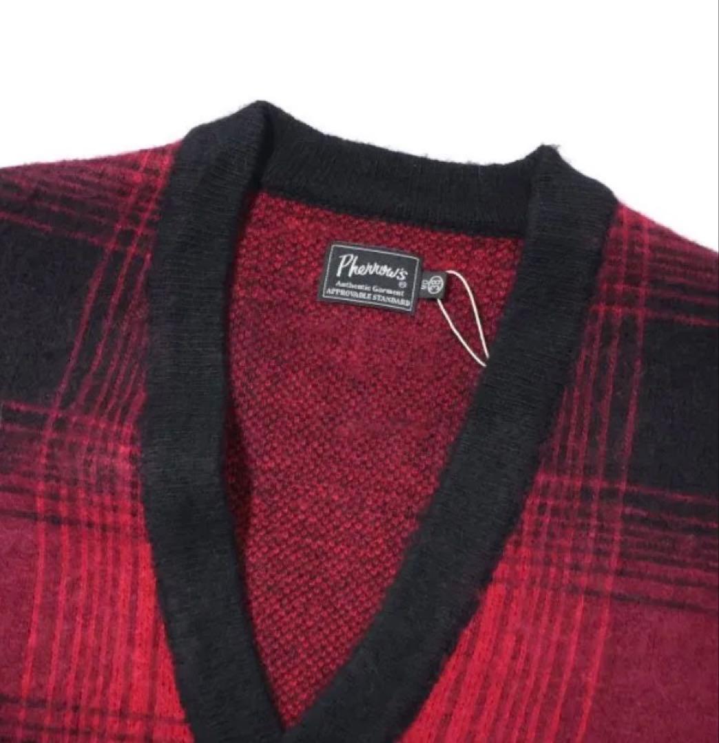 フェローズ 24W-PONC1 オンブレーチェック ニットカーディガン