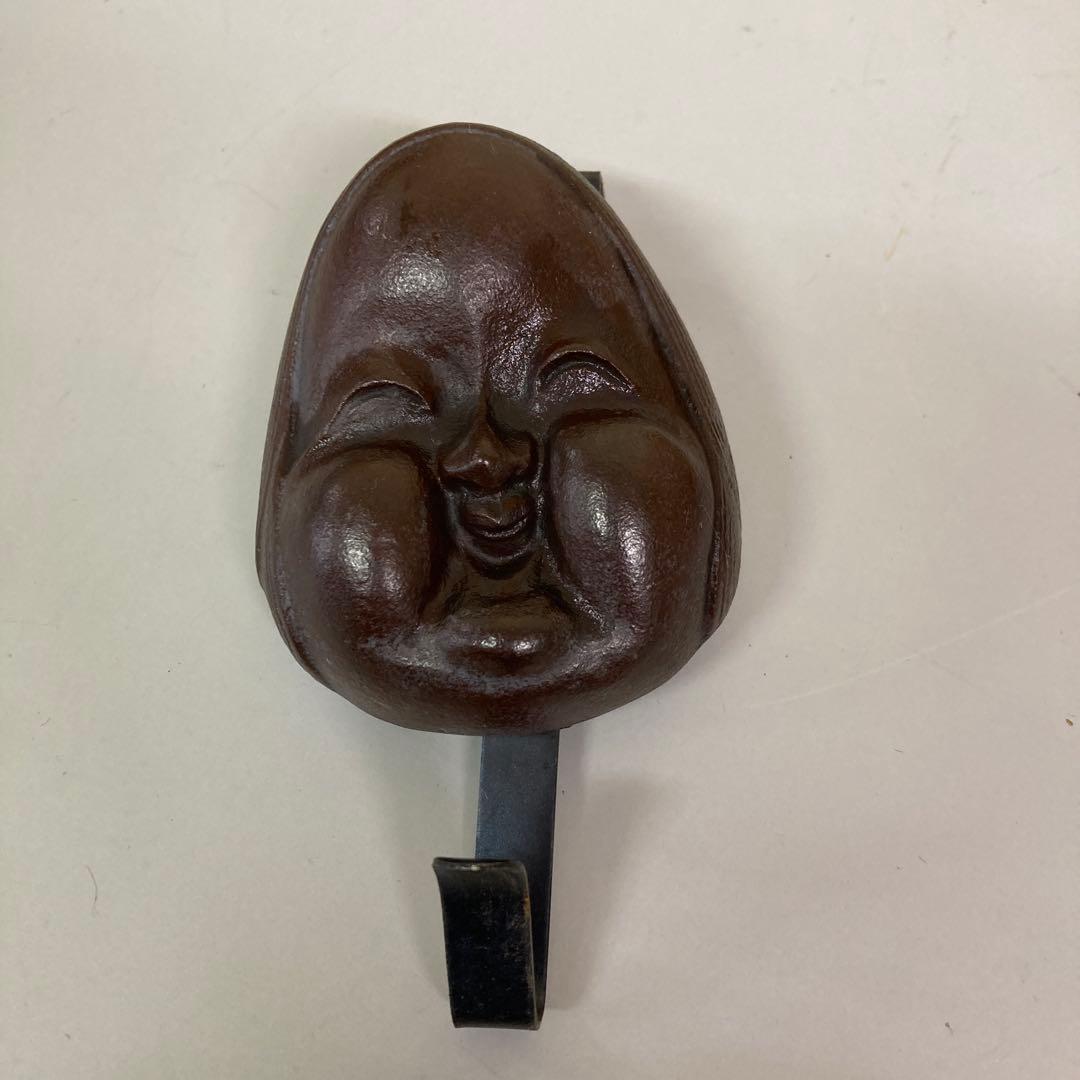 E4 昭和レトロ 金属工芸 お面 おかめ ひょっとこ 般若 魔除け 鍵フック