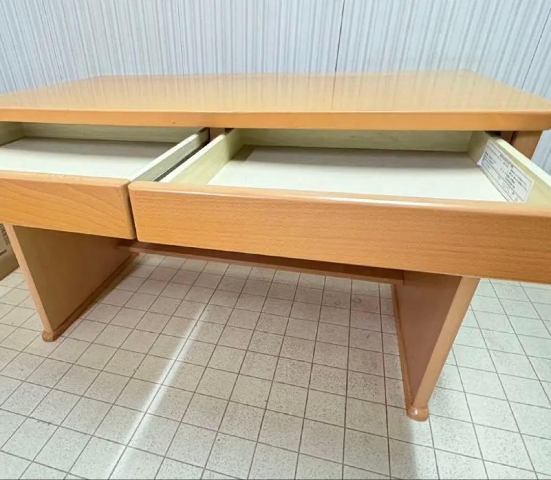 ナチュラル 木製 デスク 事務机 2引き出し