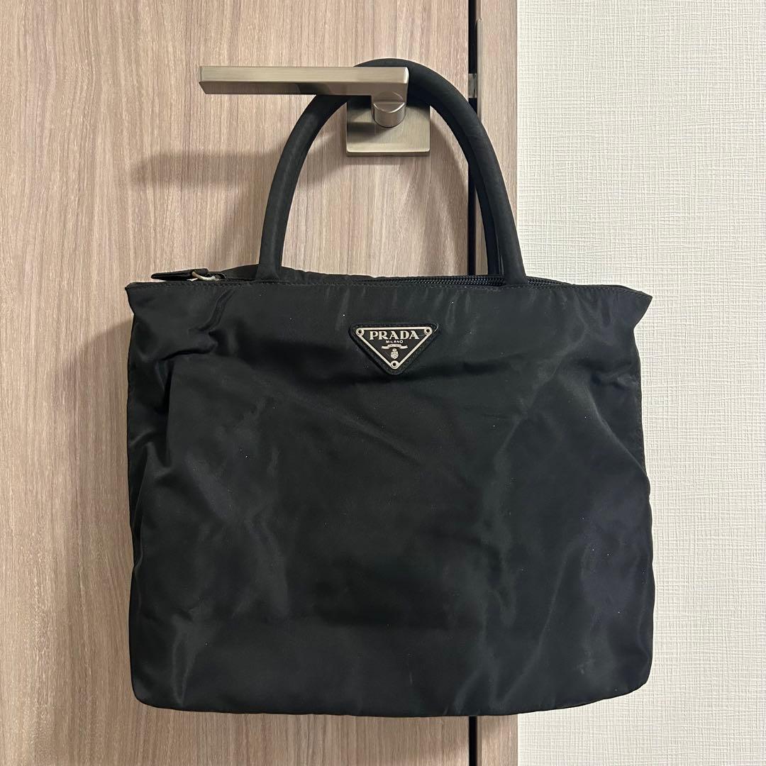 最終値下げ‼️【極美品】プラダ ナイロン トートバッグ 三角ロゴ ブラック 黒色