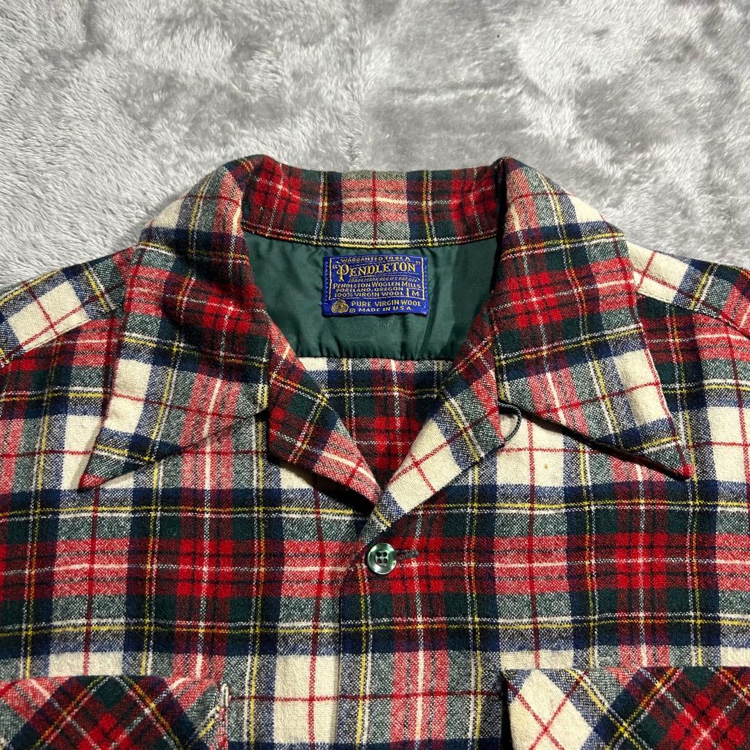 古*J様 70s USA製 vintage ウールチェックボードシャツ 開襟 フ