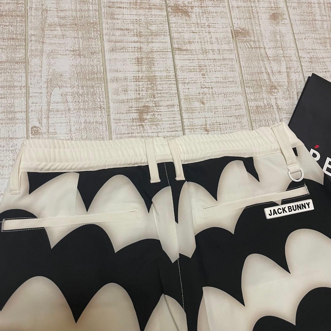 新品 ジャックバニー ロングパンツ 波柄 白ブラック Mサイズ（4）