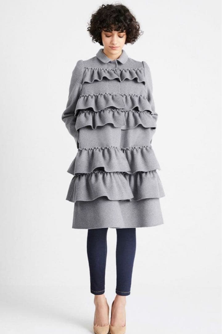 L*a様 BORDERS at BALCONY フリル　ラッフルコート　Mグレー