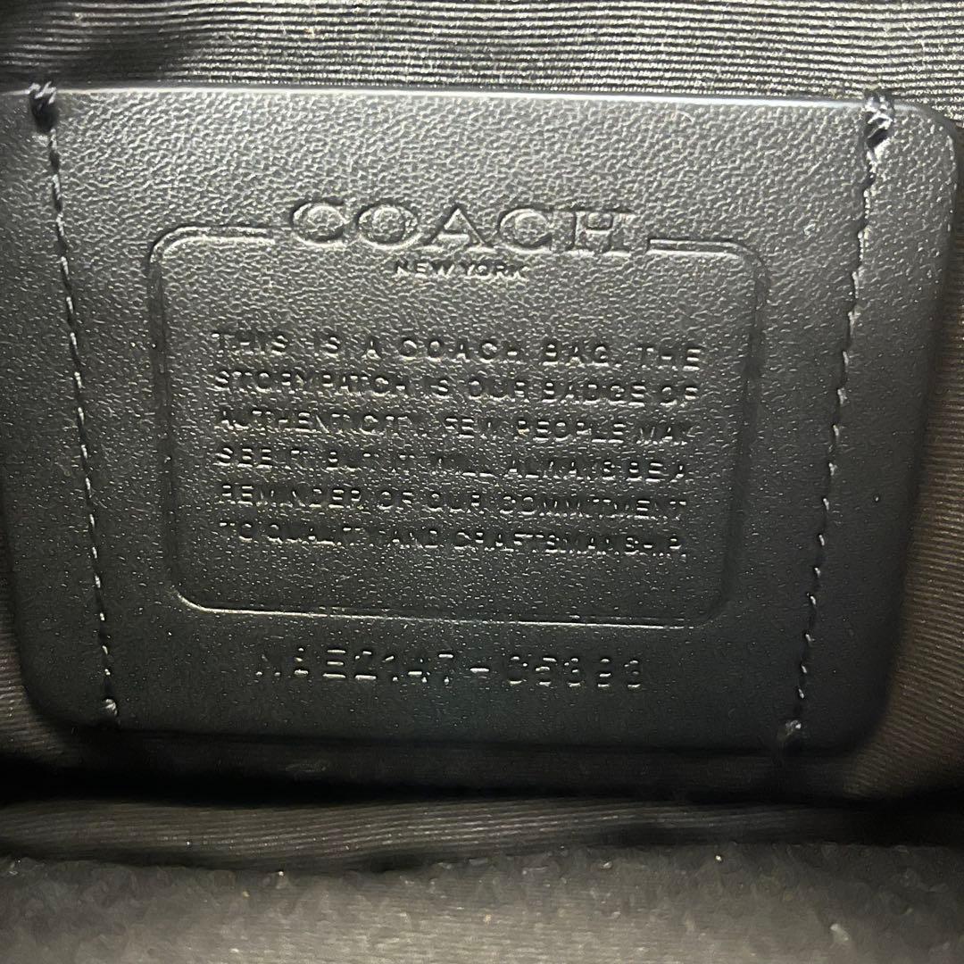 美品✨コーチ　トンプソン　ボディバッグ　ウエストバッグ　シボ革レザー　黒色