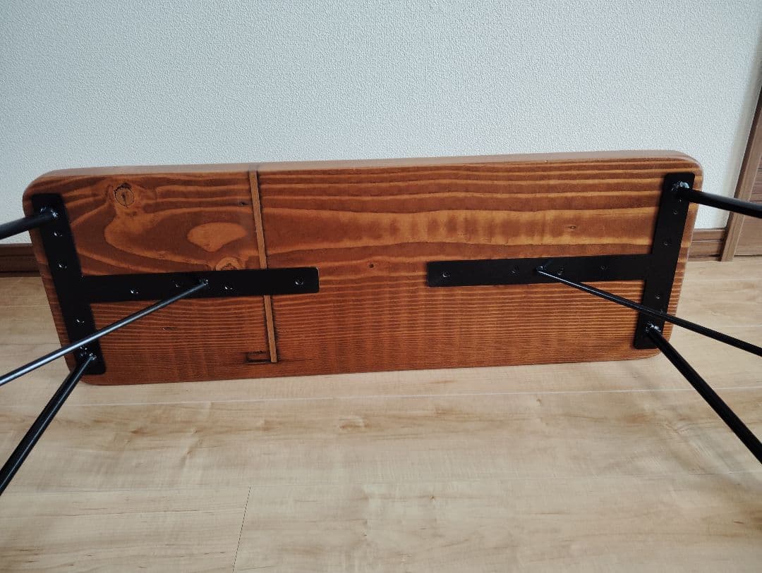 木製ベンチ　スチール脚　ブラウン