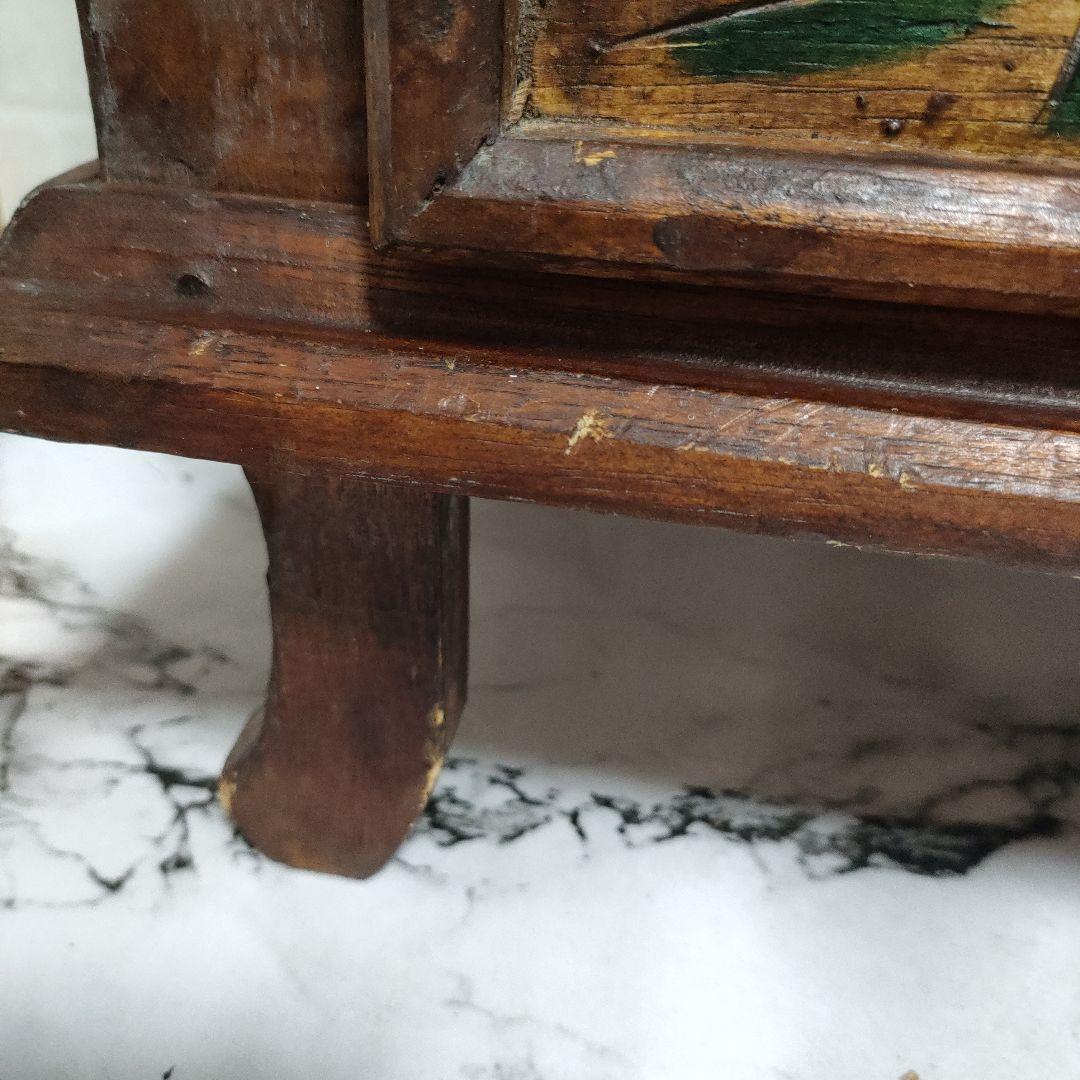 アジアン家具 バリ島 ロータス柄 木製 チェスト 4段引き出し 猫脚