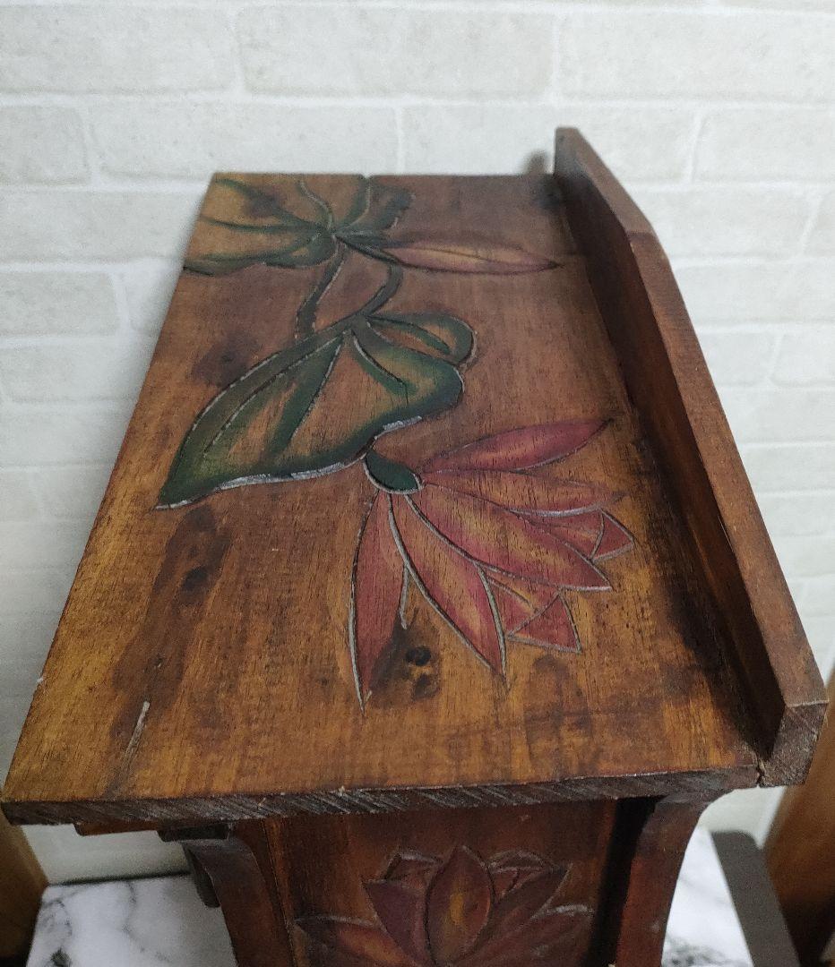 アジアン家具 バリ島 ロータス柄 木製 チェスト 4段引き出し 猫脚