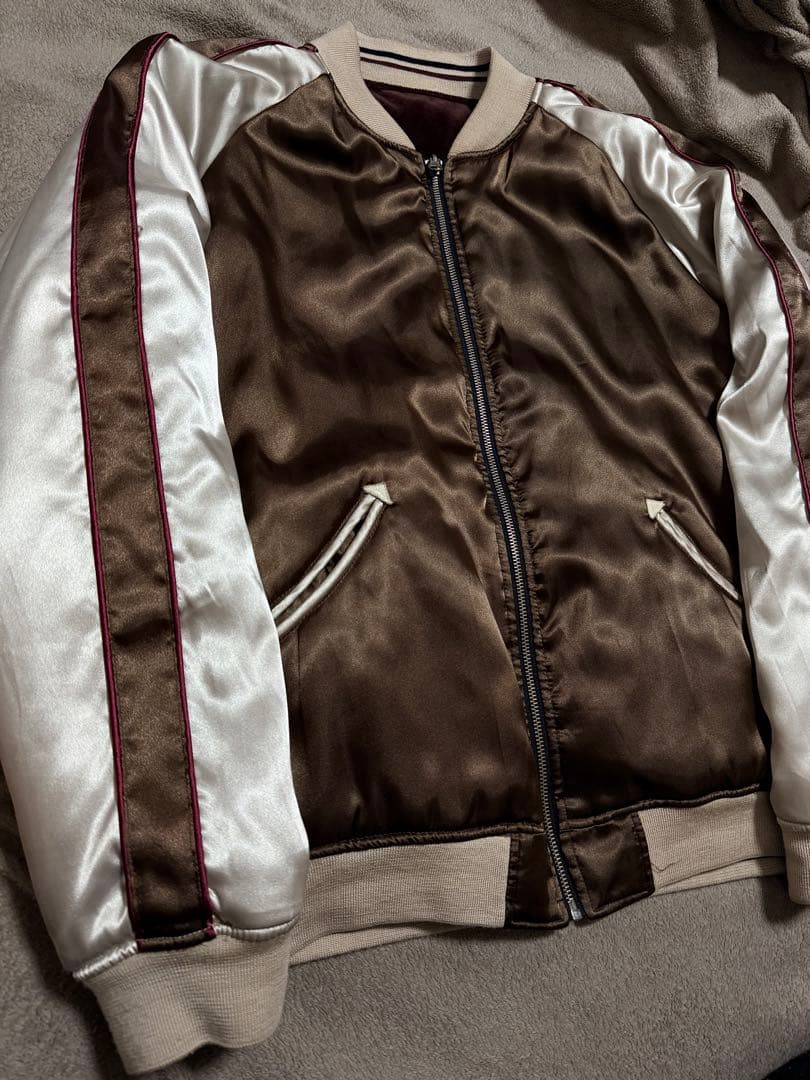 ２面用 TK Takeo ベロア ライオン 桜 日本 スカジャン vintage