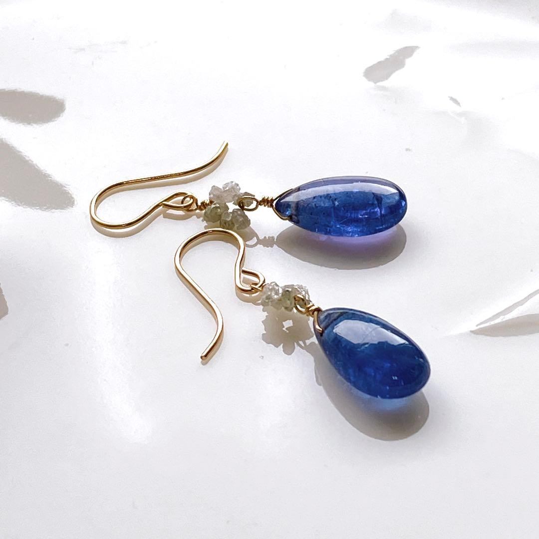 Kaya◆大粒タンザナイト×ホワイトダイヤモンドピアス✧14kgf