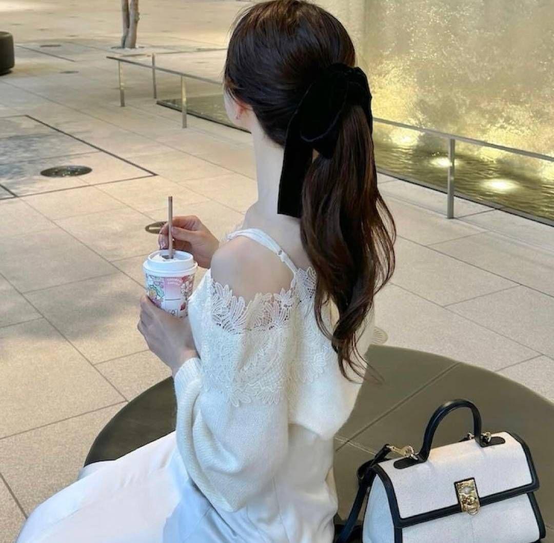 【正規品】レーストリミングオフショルニットプルオーバー SNIDEL