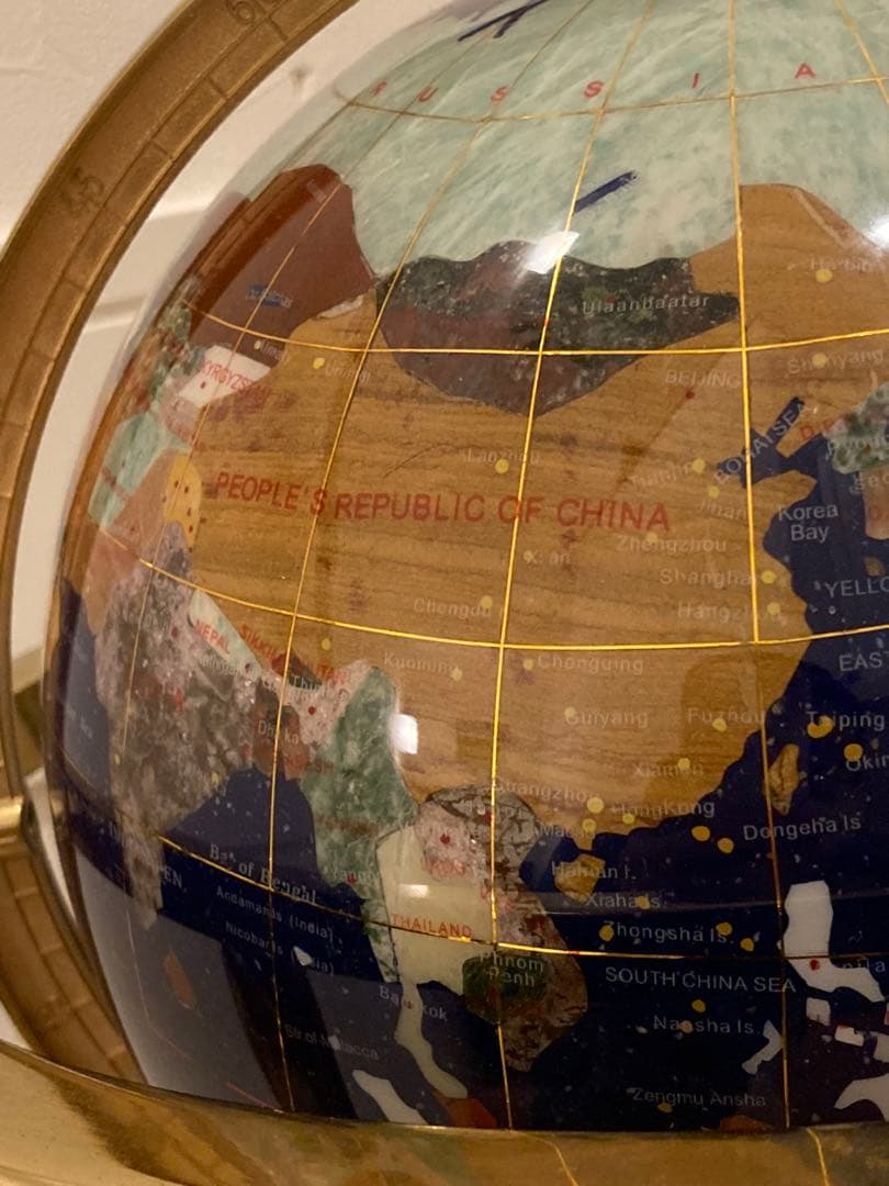 地球儀　方位磁石付き　天然石　インテリア