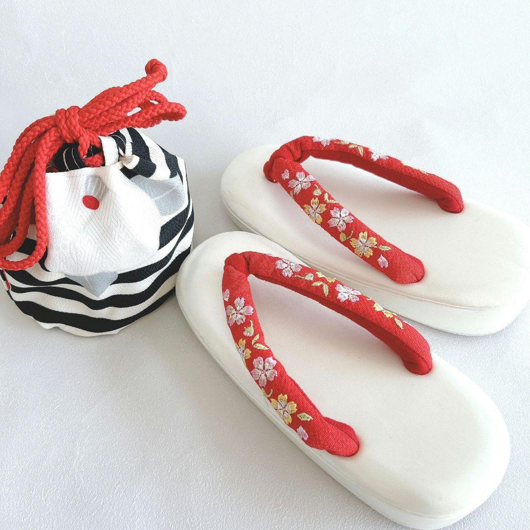 セット七五三7歳女の子長着＆袖なし長襦袢＆袋帯＆草履＆巾着＆小物紺金プリント鼓花