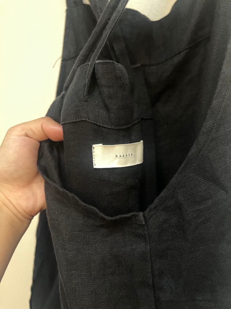 かぐれ　リネンサロペット　ブラック　黒