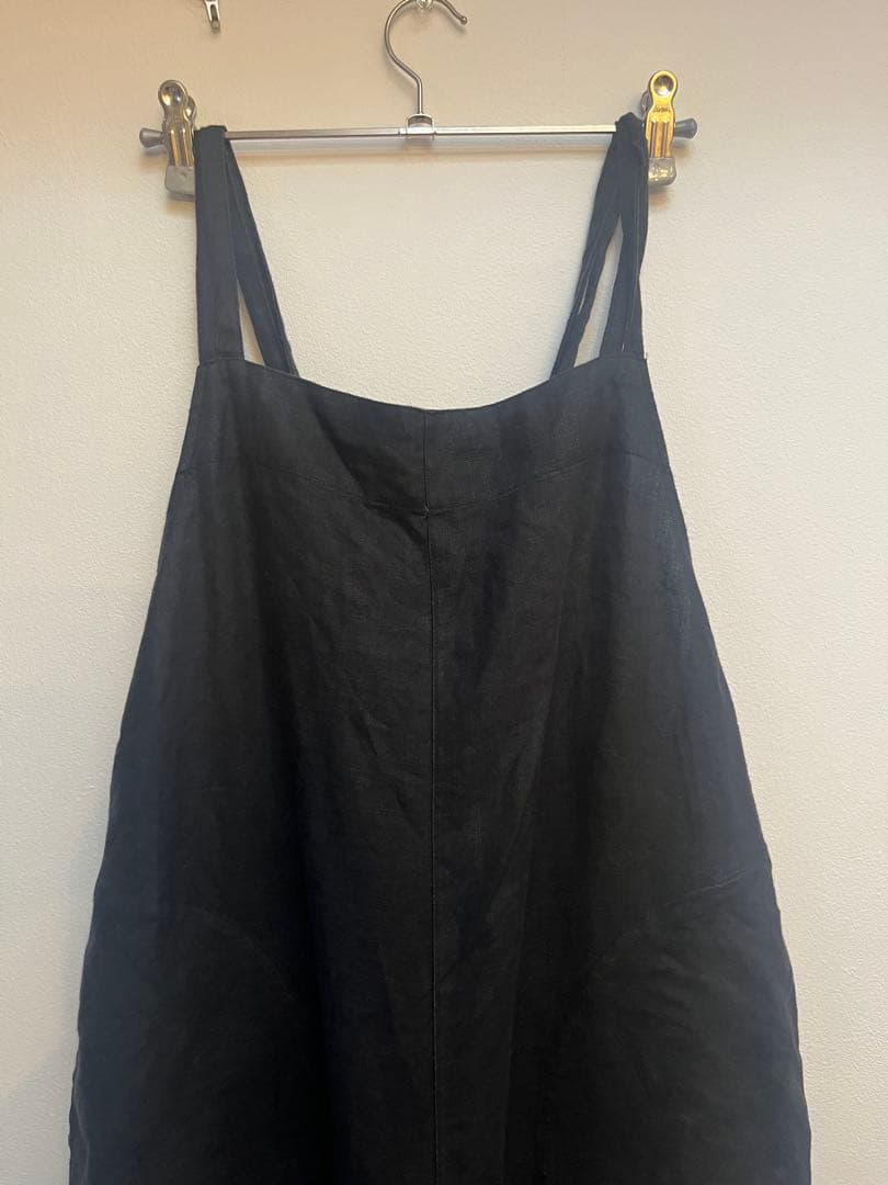 かぐれ　リネンサロペット　ブラック　黒