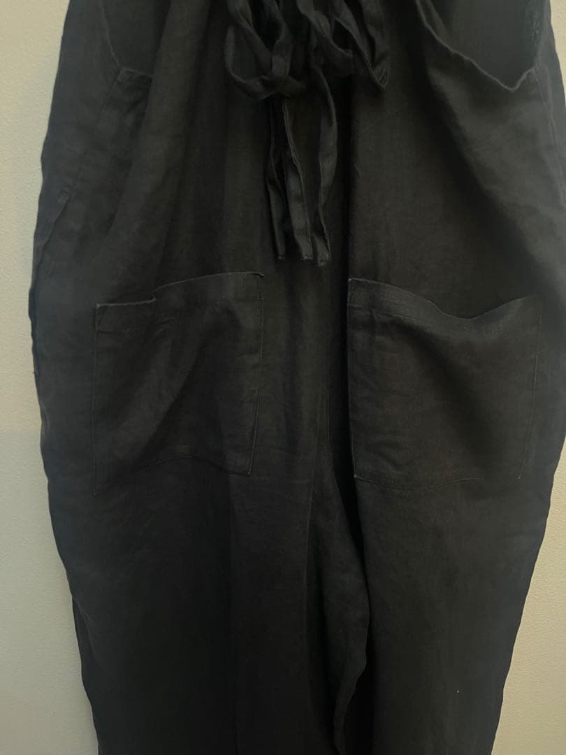 かぐれ　リネンサロペット　ブラック　黒